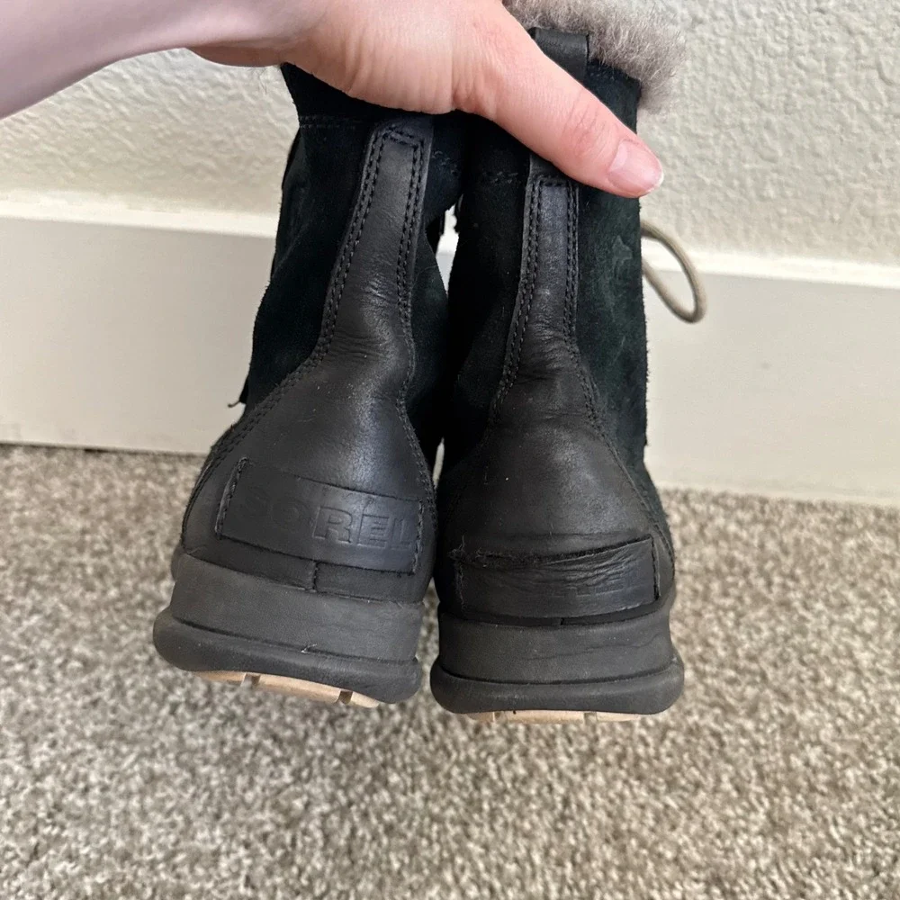 Sorel Womens 9.5 Explorer II Joan Faux Fur Lined Waterproof Suede Boots‎ Black